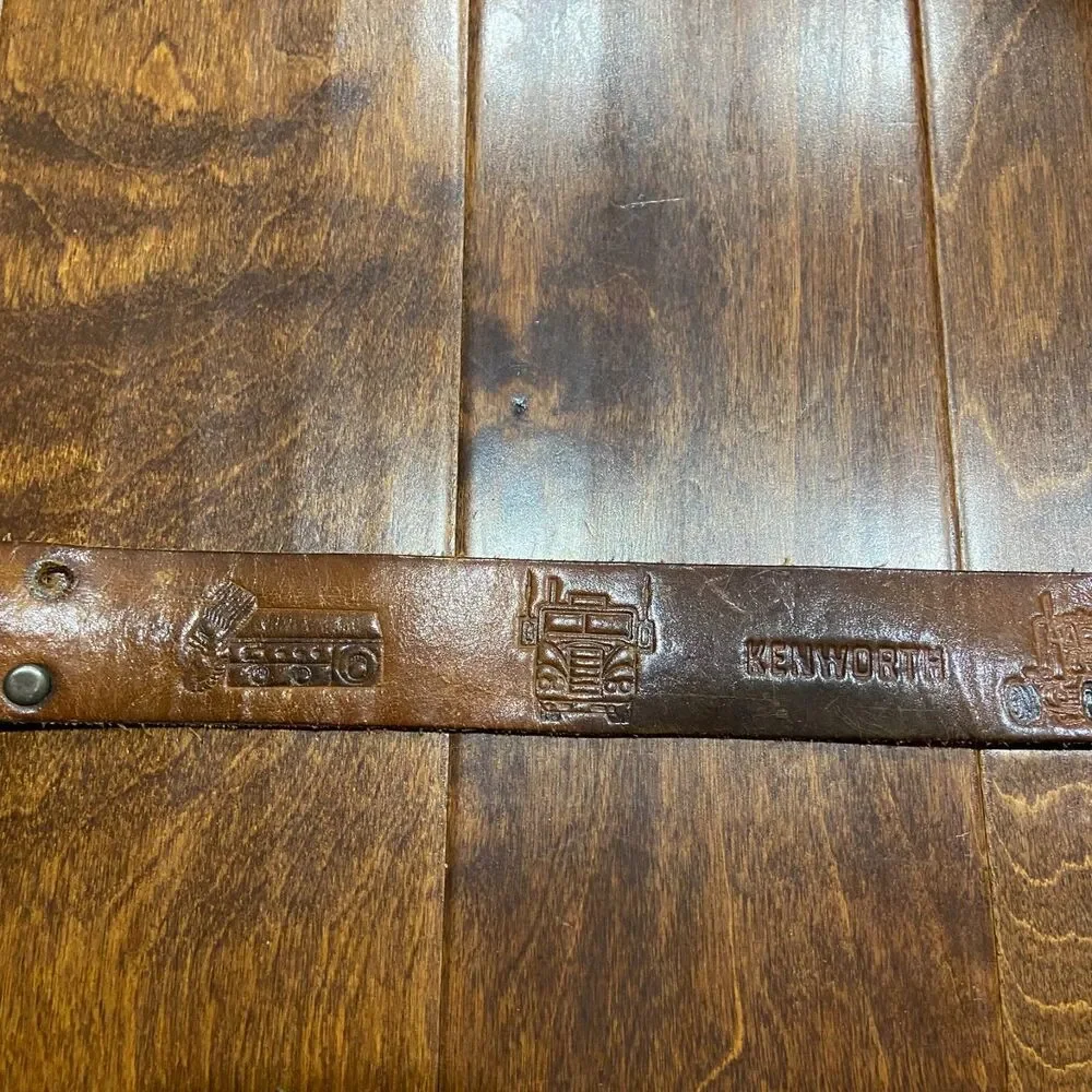 Kenworth Vintage Trucker G.I. Joe Brown Leather Embossed Belt Men's Size 30